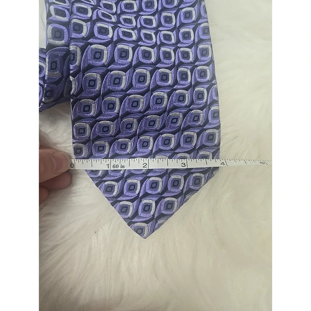 Robert Talbott Men's Silk Tie Purple Medallion Geometric‎ Print Made In USA